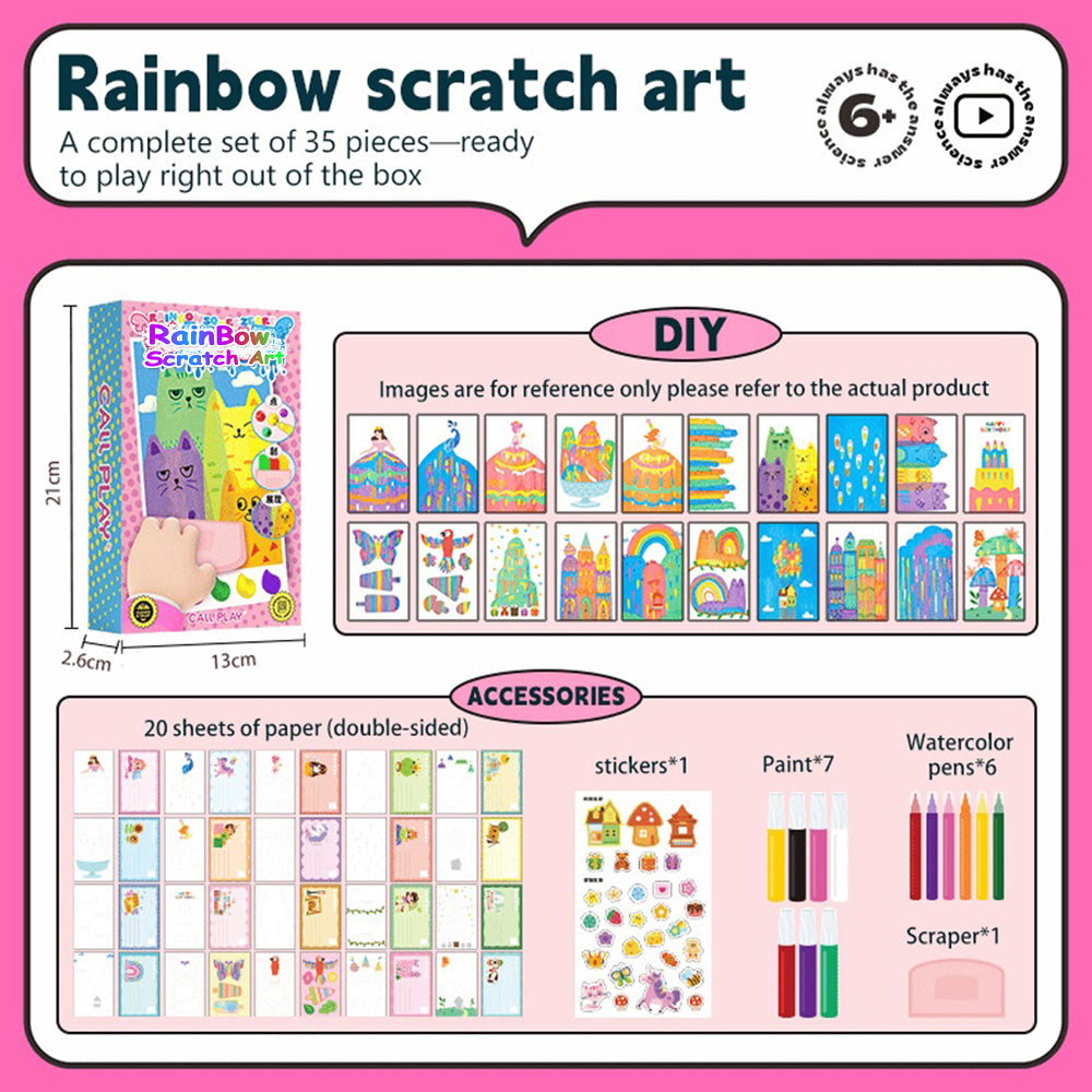 20Pcs DIY Rainbow Scratch Art
