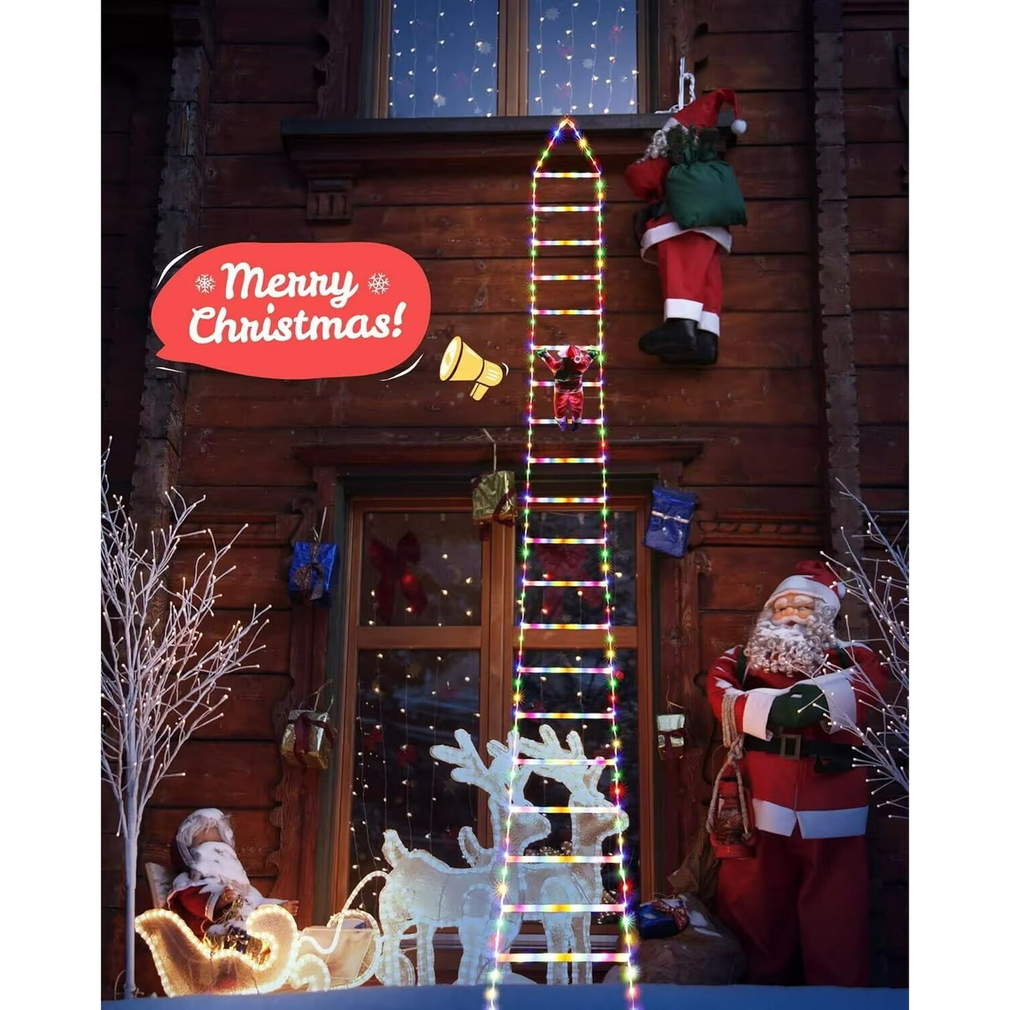 TLOPA® LED Christmas Ladder Decoration Lights with Santa Claus