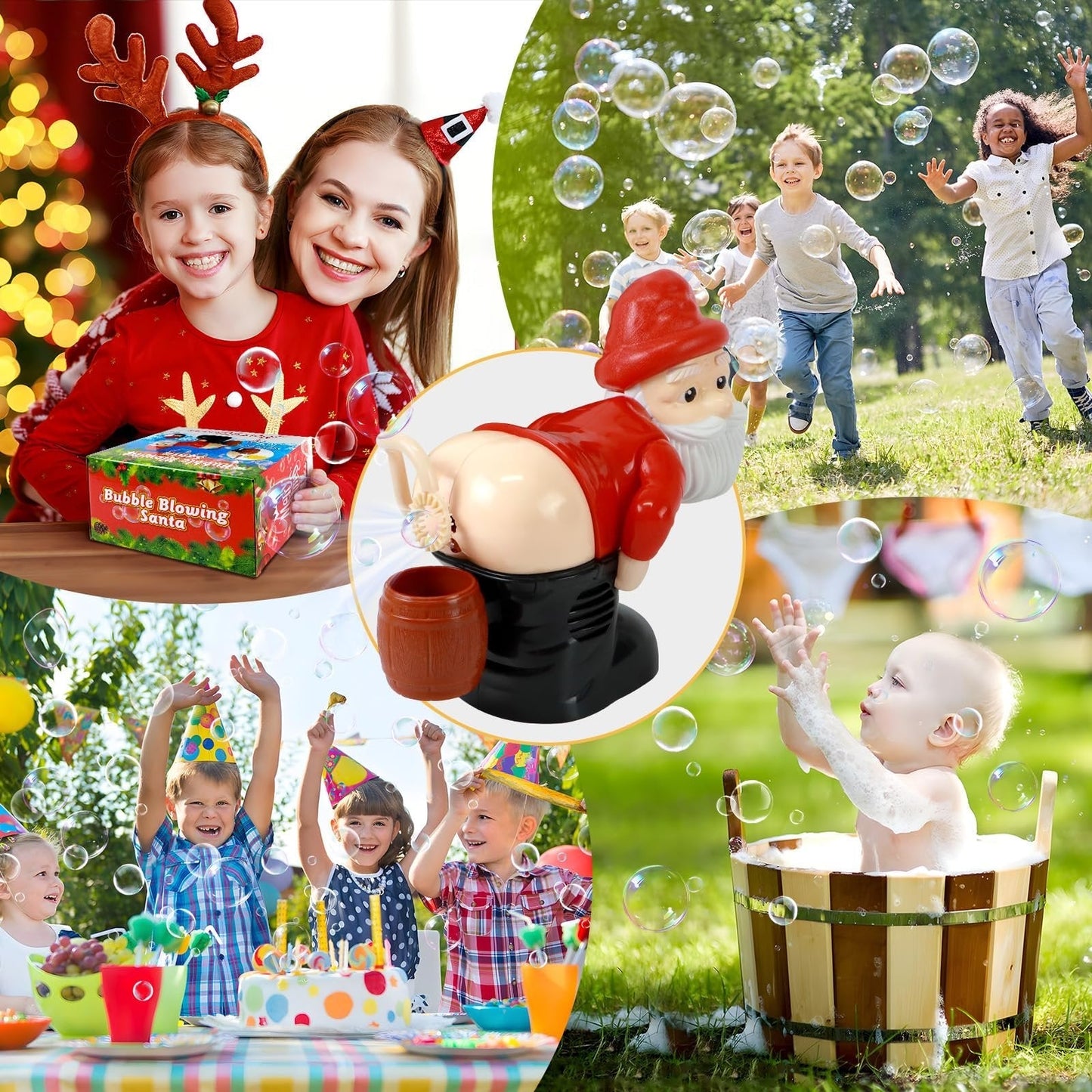 🎅TLOPA® Bubble Blowing Santa With Music & Flashing Lights🫧