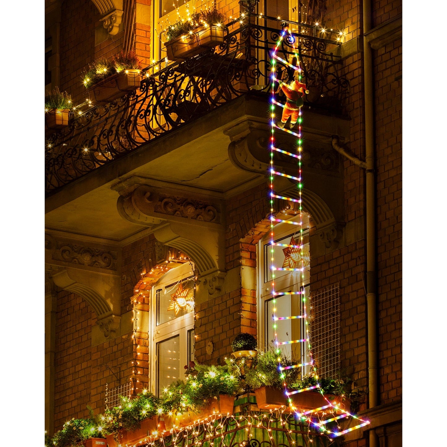 TLOPA® LED Christmas Ladder Decoration Lights with Santa Claus