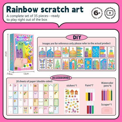20Pcs DIY Rainbow Scratch Art