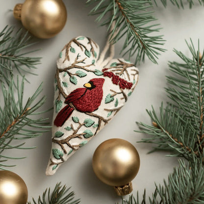 💖DIY Heart Shaped Hand Embroidered Christmas Ornament / Ornament Kit