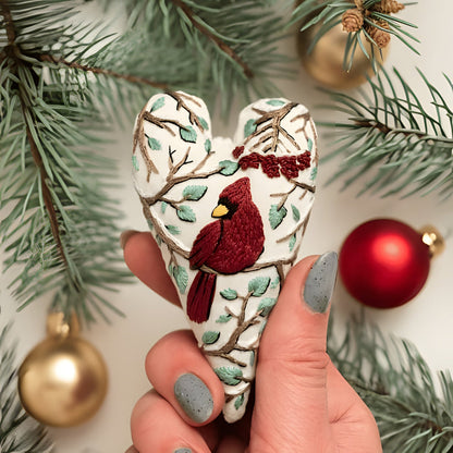 💖DIY Heart Shaped Hand Embroidered Christmas Ornament / Ornament Kit