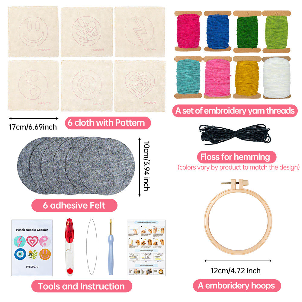 Fruit Punch Needle Coasters Kits 6 Pack