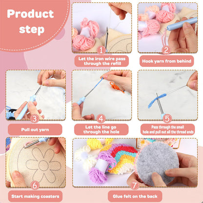 Fruit Punch Needle Coasters Kits 6 Pack